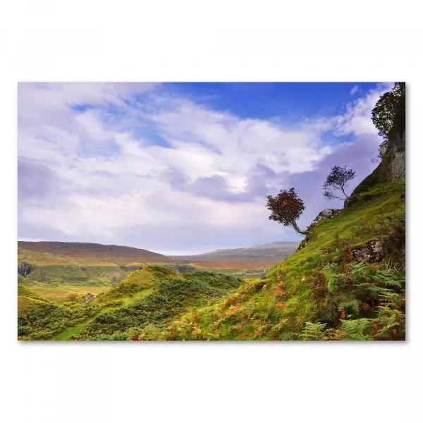 Eine malerische Hügellandschaft in Schottland im Herbst – ein Panoramablick voller Ruhe.