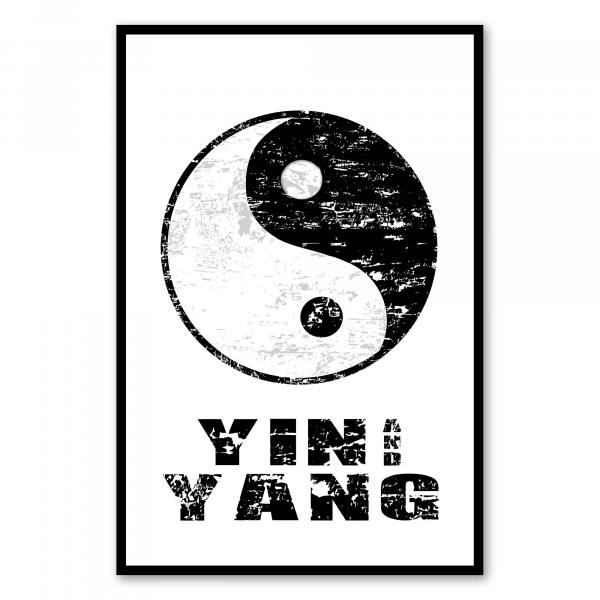 Das Yin und Yang Symbol mit Grunge-Textur – ein zeitloses Motiv, das die Harmonie der Gegensätze darstellt.