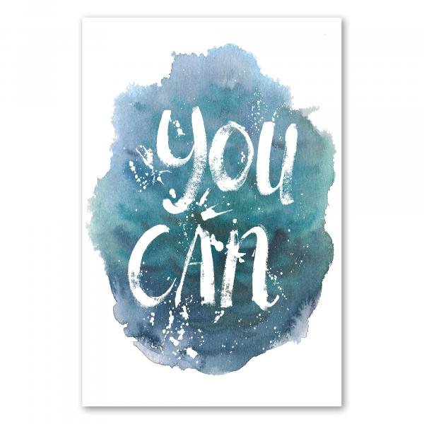 Aquarell-Schriftzug "You Can", inspirierendes Design - Motivation & Zielerreichung.