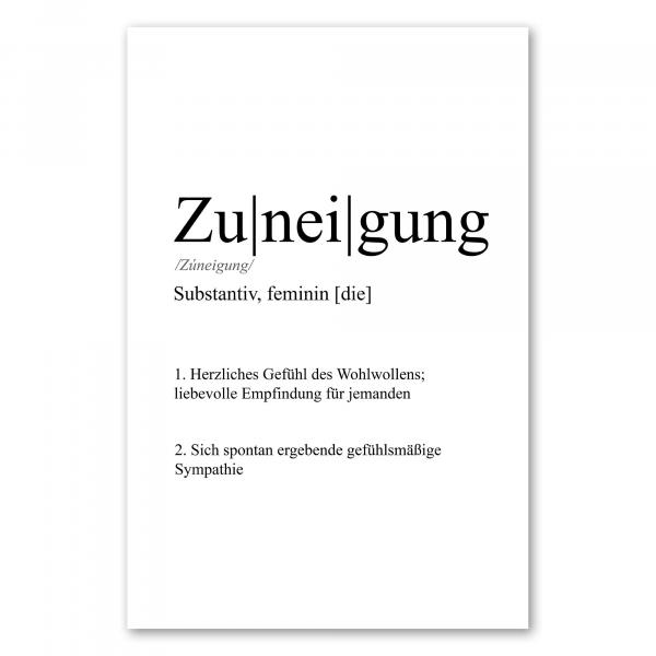 Definition "Zuneigung": Herzliches Gefühl, Wohlwollen, spontane Sympathie.